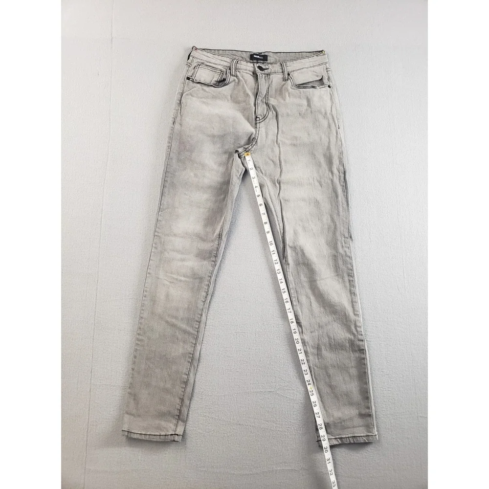 Nova Men Jean 32 Gray Denim Slim Fit Acid Wash Mid Rise Stretch 5 Pocket Design